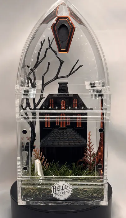 Coffin enclosure with lily of the valley and a moon
