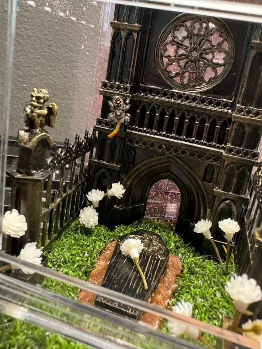 Gothic cathedral enclosure with a rose window