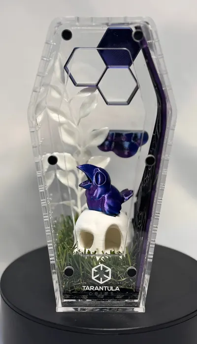 Coffin enclosure with honeycomb and a blue ghost